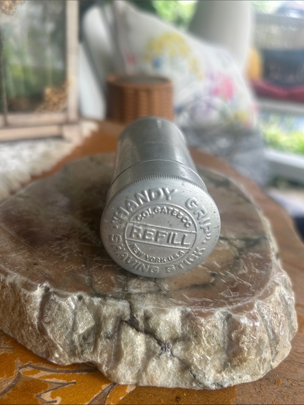 Antique Shaving Soap Stick Tin Canister